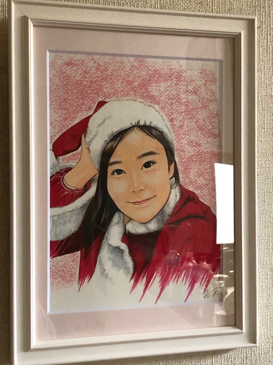 人物画 パステル サンタの格好をする女性 A4サイズ Yahoo!フリマ(旧)-