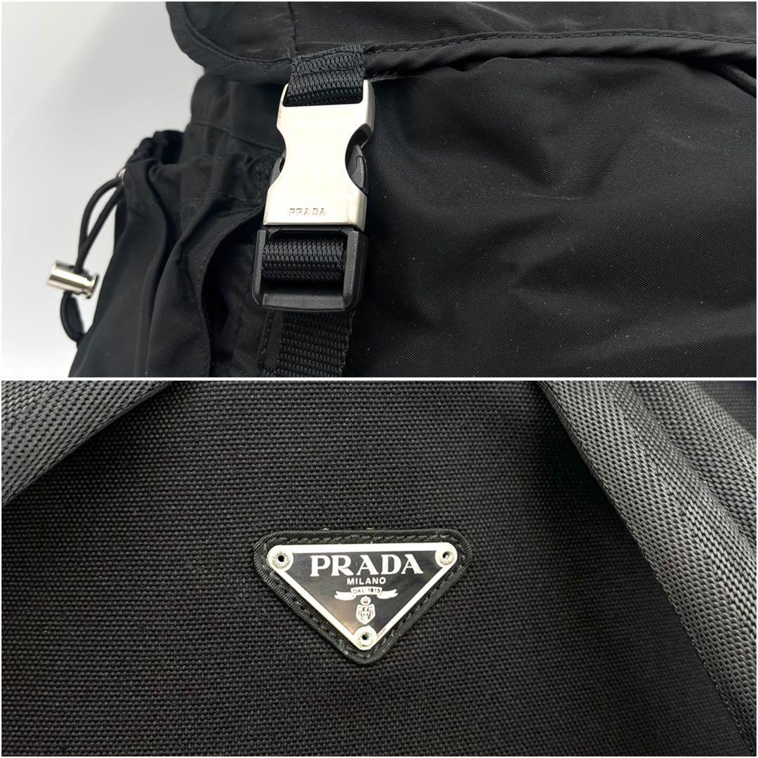 美品 PRADA プラダ リュックサック バックパック 三角プレート 黒