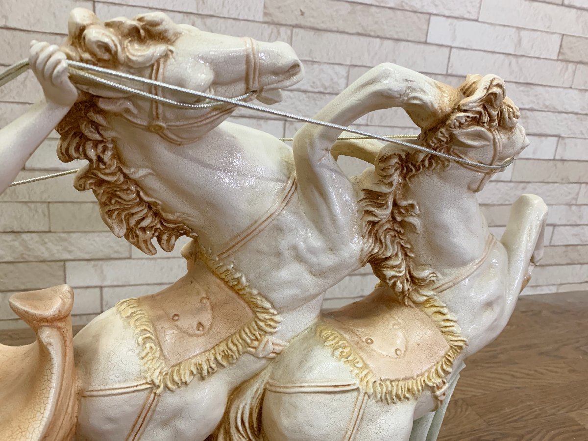 西洋ロココ調 豪華な馬車 ベンハー イタリアローマ オブジェ クラシック 置物 エレガント 洋風 白馬 女性/美術品（B）_画像10