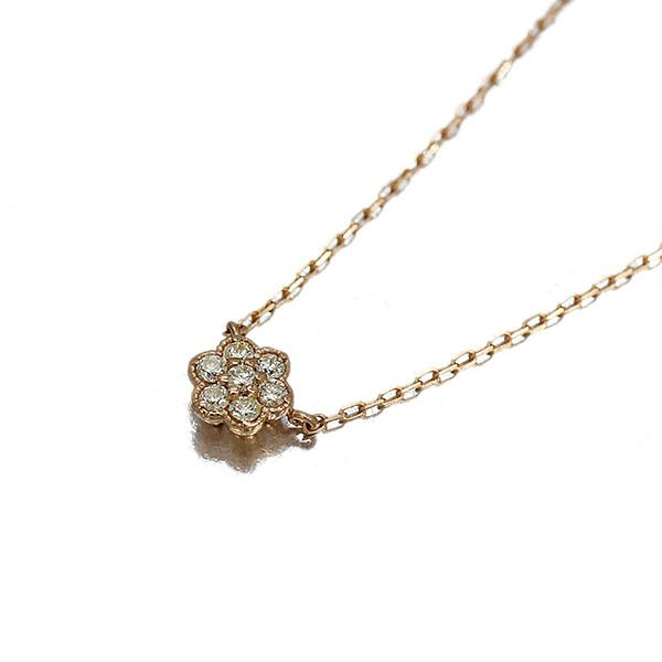 K18PG フラワーモチーフ ダイヤモンド ネックレス D0.10ct 40cm