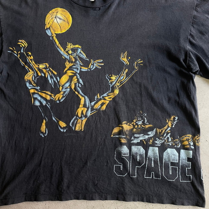 雰囲気系 90年代 SPACE JAM スペースジャム 巻きプリント ルーニー・テューンズ キャラクター ムービープリントTシャツ メンズXL相当_画像3