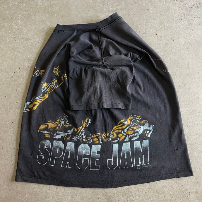 雰囲気系 90年代 SPACE JAM スペースジャム 巻きプリント ルーニー・テューンズ キャラクター ムービープリントTシャツ メンズXL相当_画像1