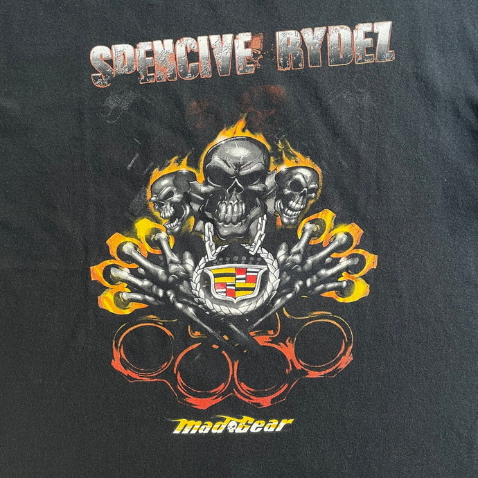 00年代 SPENCIVE RIDEZ MAD GEAR スカル バックプリント Tシャツ メンズXL相当_画像1