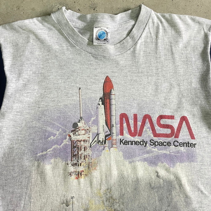 90年代 NASA KENNEDY SPACE CENTER ケネディ宇宙センター 企業ロゴ バイカラー プリントTシャツ メンズM_画像3