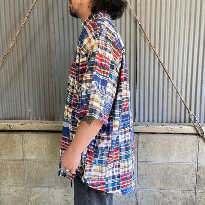 ビッグサイズ 90年代 Eddie Bauer エディーバウアー 半袖 マドラス