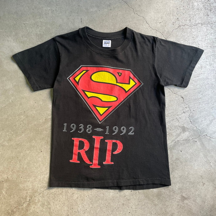 90年代 SUPERMAN 1938-1992 RIP スーパーマン ロゴ 両面プリント Tシャツ メンズM_画像1