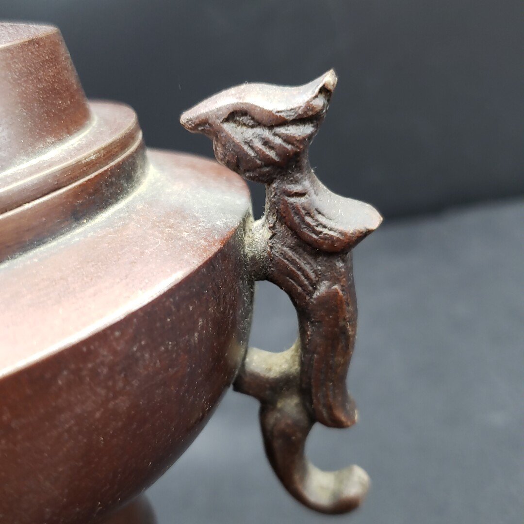 香炉 龍耳 金属製 銅器 置物 オブジェ 美術品 インテリア 縁起物 和風