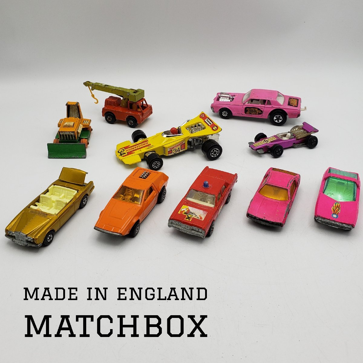 イギリス製 MATCHBOX ミニカー 10台まとめて ヴィンテージ 古い 1969～1970年代 マッチボックス 箱なし アンティーク レトロ 車【60a1451】