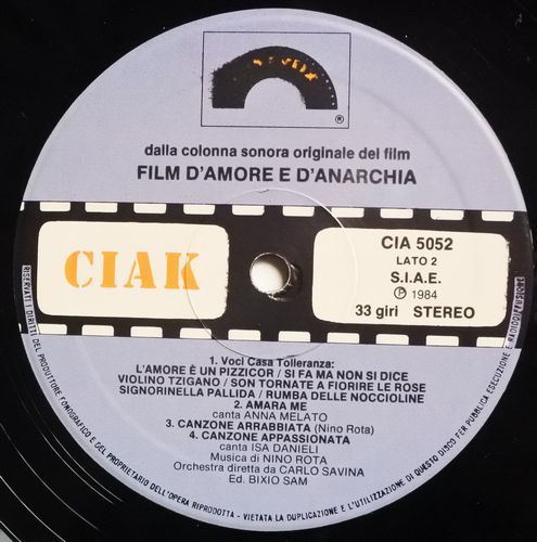 0( =^・_・^)=〇☆伊LP☆愛とアナーキー★ニーノ・ロータ★Film d' Amore e d' Anarchia★Nino Rota★Love and Anarchy★Cinevox CIA 5052_画像4