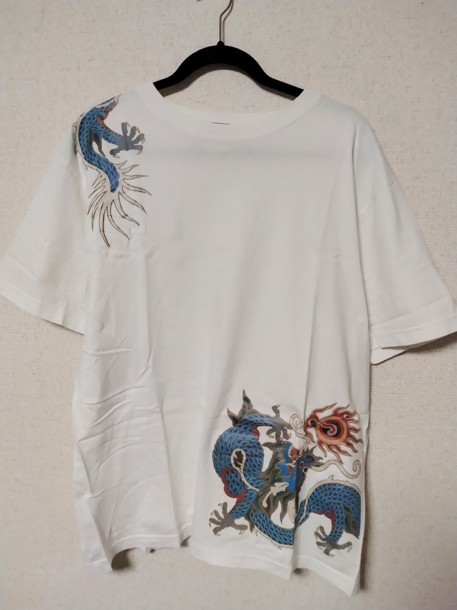 ZEKOO ドラゴン　龍　和柄　ビッグサイズ　XL 半袖　Tシャツ　XL メンズ　クルーネック　丸首　コットン　綿　縁起物　神様　架空　竜_画像1