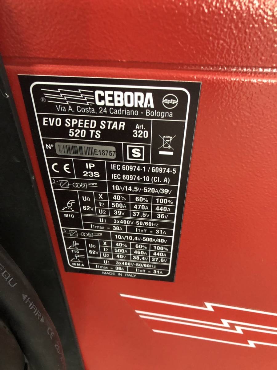 チェボラ EVO SPEED STAR 520 TS 半自動溶接機 MIG溶接機 水冷溶接機 MAG MIG CEBORA スナップオン 9