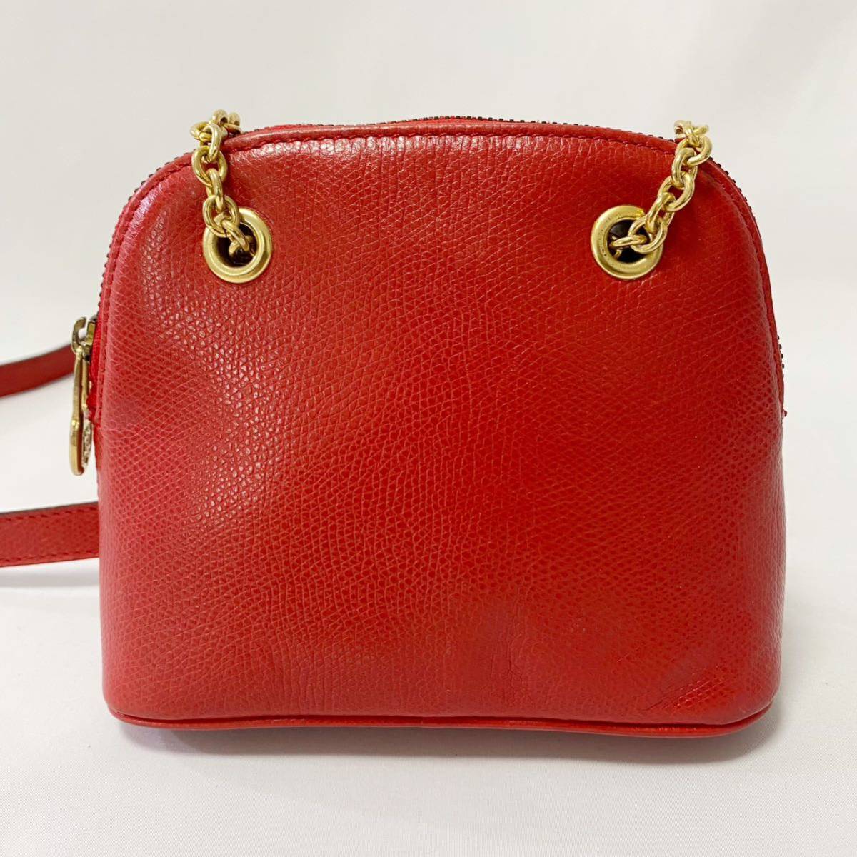 CELINE セリーヌ ショルダーバッグ ミニポシェット レザー 赤 6-33036