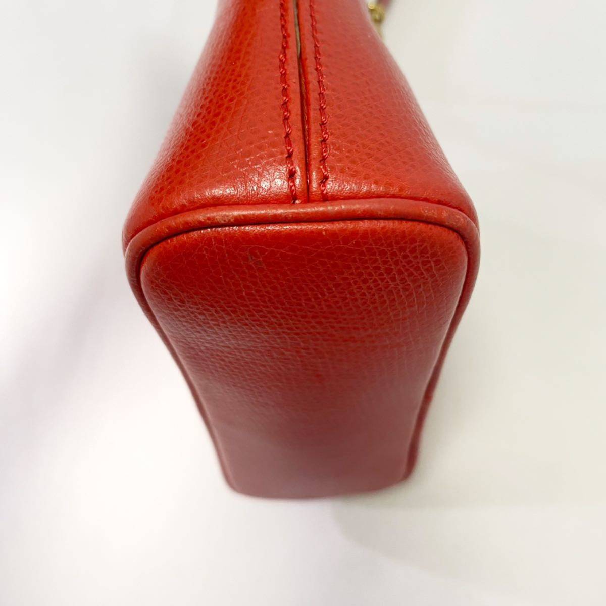 CELINE セリーヌ ショルダーバッグ ミニポシェット レザー 赤 6-33036