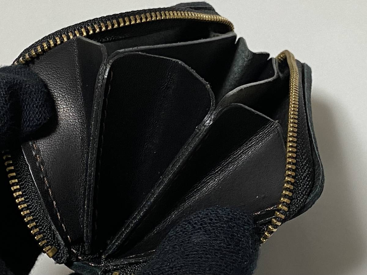 pa-li.- Classic TOKYO leather atelier PARLEY Finland elk round Mini purse black FE-06 exhibition unused goods 