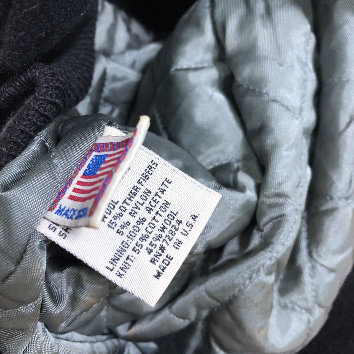  золотой Bear ×ANGEEZE куртка мужской L размер рукав кожа черный & крем белый USA производства куртка с логотипом 