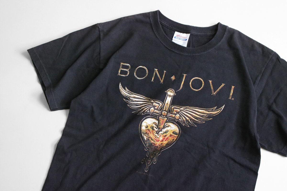 * Bon Jovi 2011 year Tour T-shirt black M size ( copy light entering ) short sleeves lock T van T goods Hanesbon jovi bonjobi*K2A