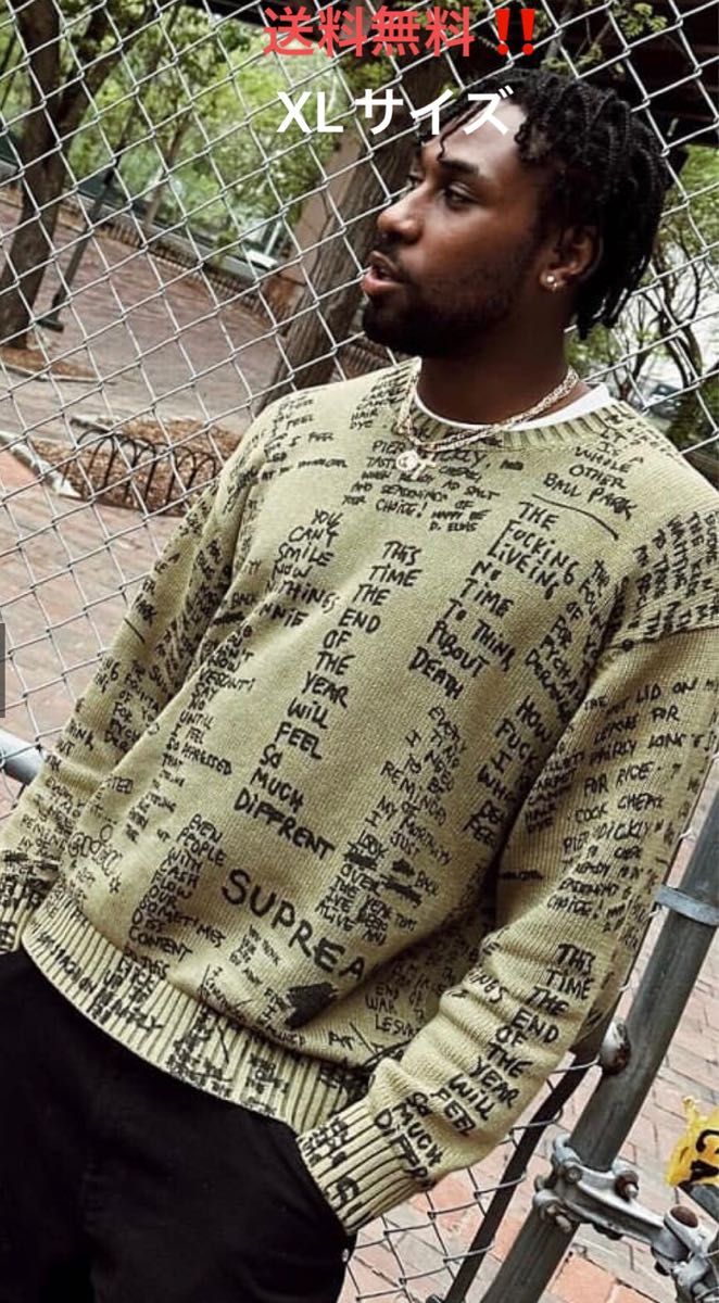 Supreme Gonz Poems Sweater Olive XLサイズ | inwave.com.br