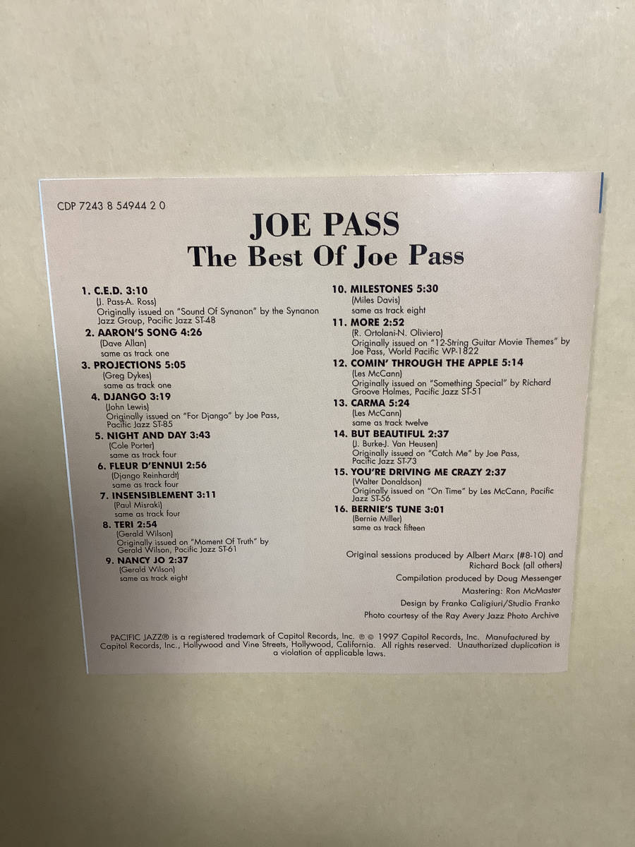 送料無料 JOE PASS ベスト16曲 輸入盤