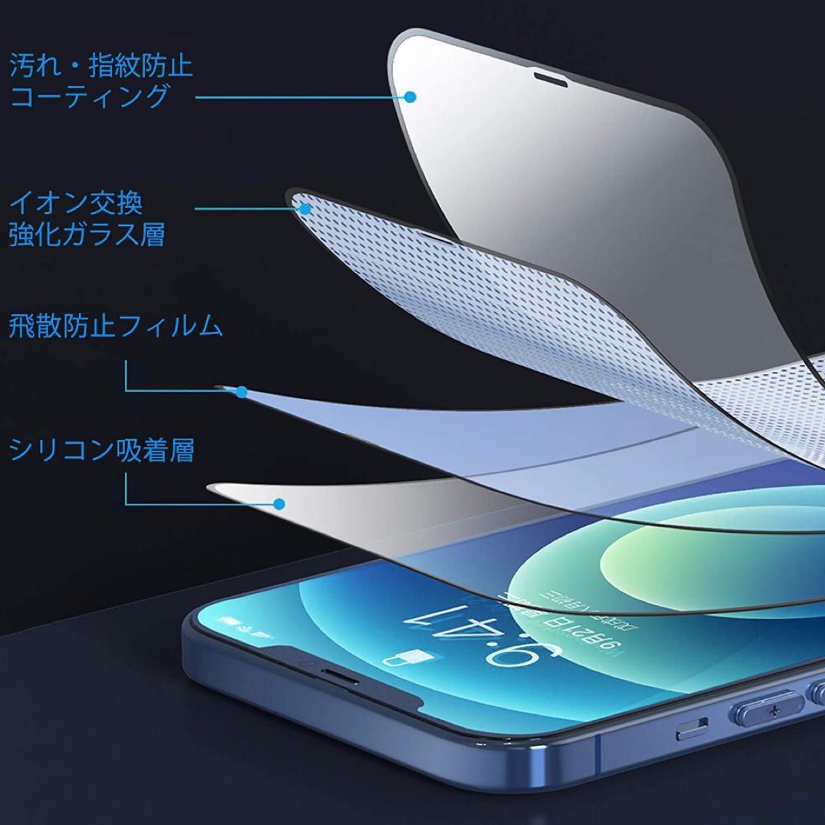 iPhone14plus ガラスフィルム　強化ガラス　全面保護　さらさら　アンチグレア　1枚入