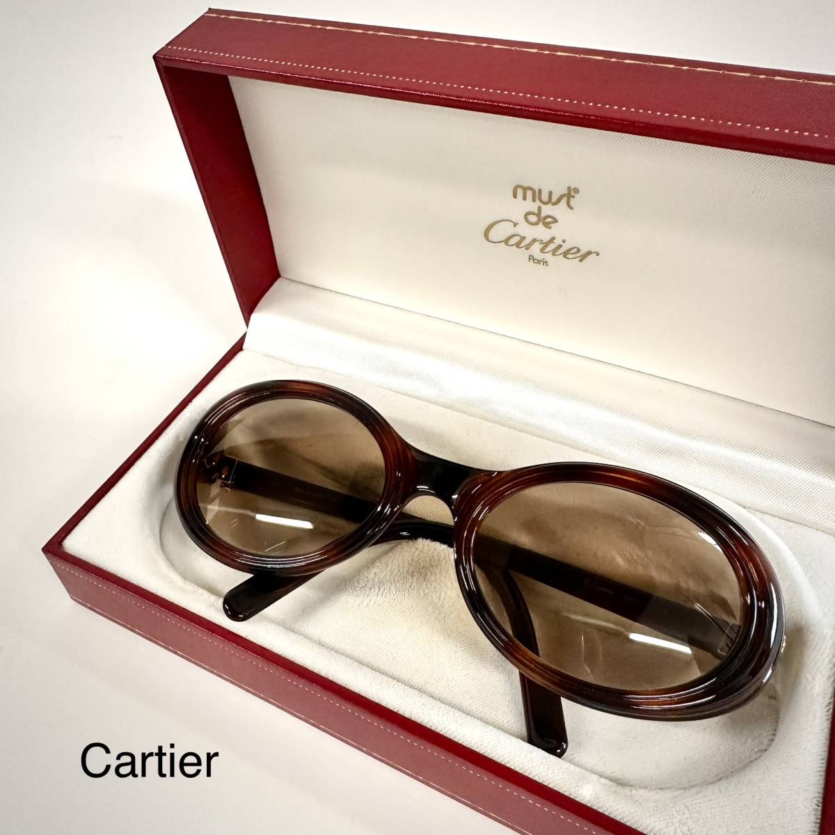  美品 ヴィンテージ Cartier カルティエ トリニティ サングラス ブラウン系 フランス製 レディース アクセサリー_画像1