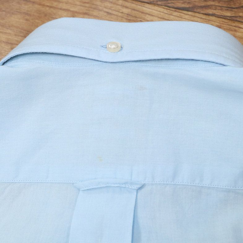 ハレ HARE シャツ 5分袖 無地 フラップ付き胸ポケット フレンチフロント ロングテール ボタン留め 綿100% コットン100% M ブルー 青 メンズ