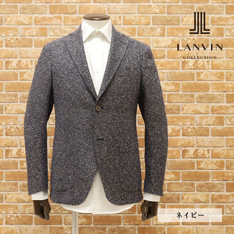 春夏/LANVIN COLLECTION/52サイズ/イタリー製ジャケット フェルラ社ブークレー サマーツイード クラシコ アンコン 新品/紺/ネイビー/gf121/