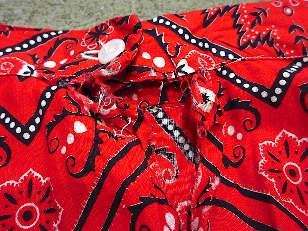  Vintage 50\'s* бандана рисунок хлопок юбка красный полный размер W58cm*230502c1-w-skt-w23 1950s женский б/у одежда общий рисунок 