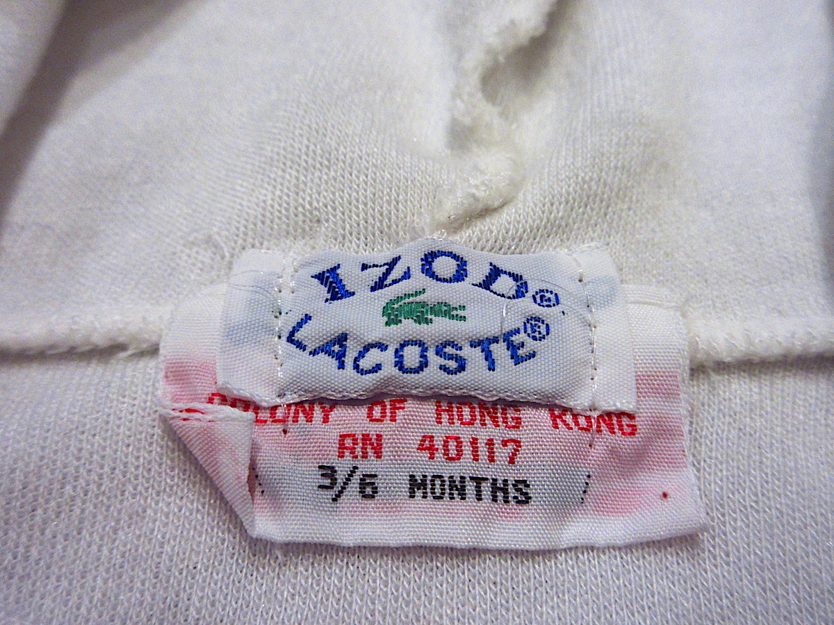 ビンテージ80's●IZOD LACOSTEキッズライン入りジップアップパーカ白size 3/6 MONTHS●230522c1-k-jk 1980sフード付きジャケット_画像3