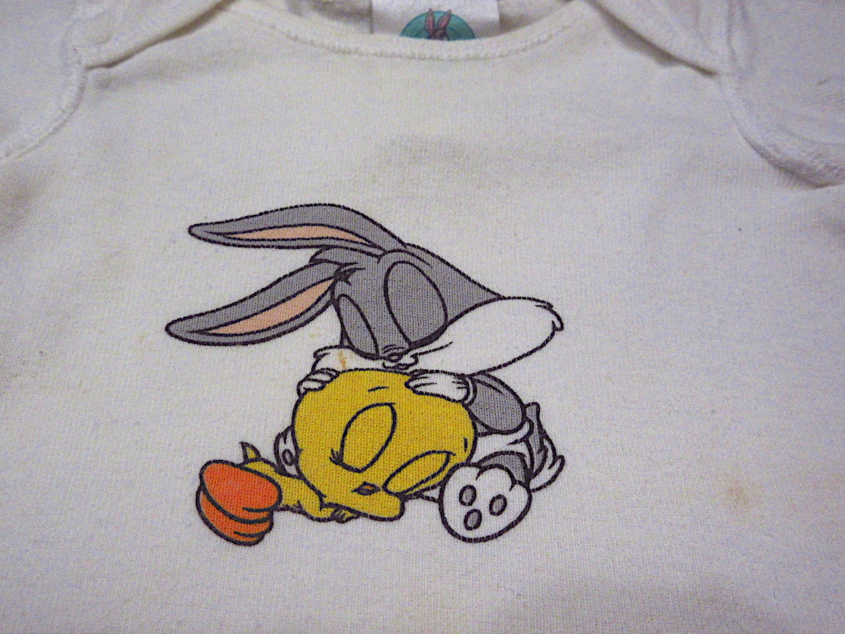 ビンテージ90's●Baby LOONEY TUNESキッズトゥイーティー&バニープリントTシャツ白●230524c7-k-tsh 1990sベビー子供服_画像5