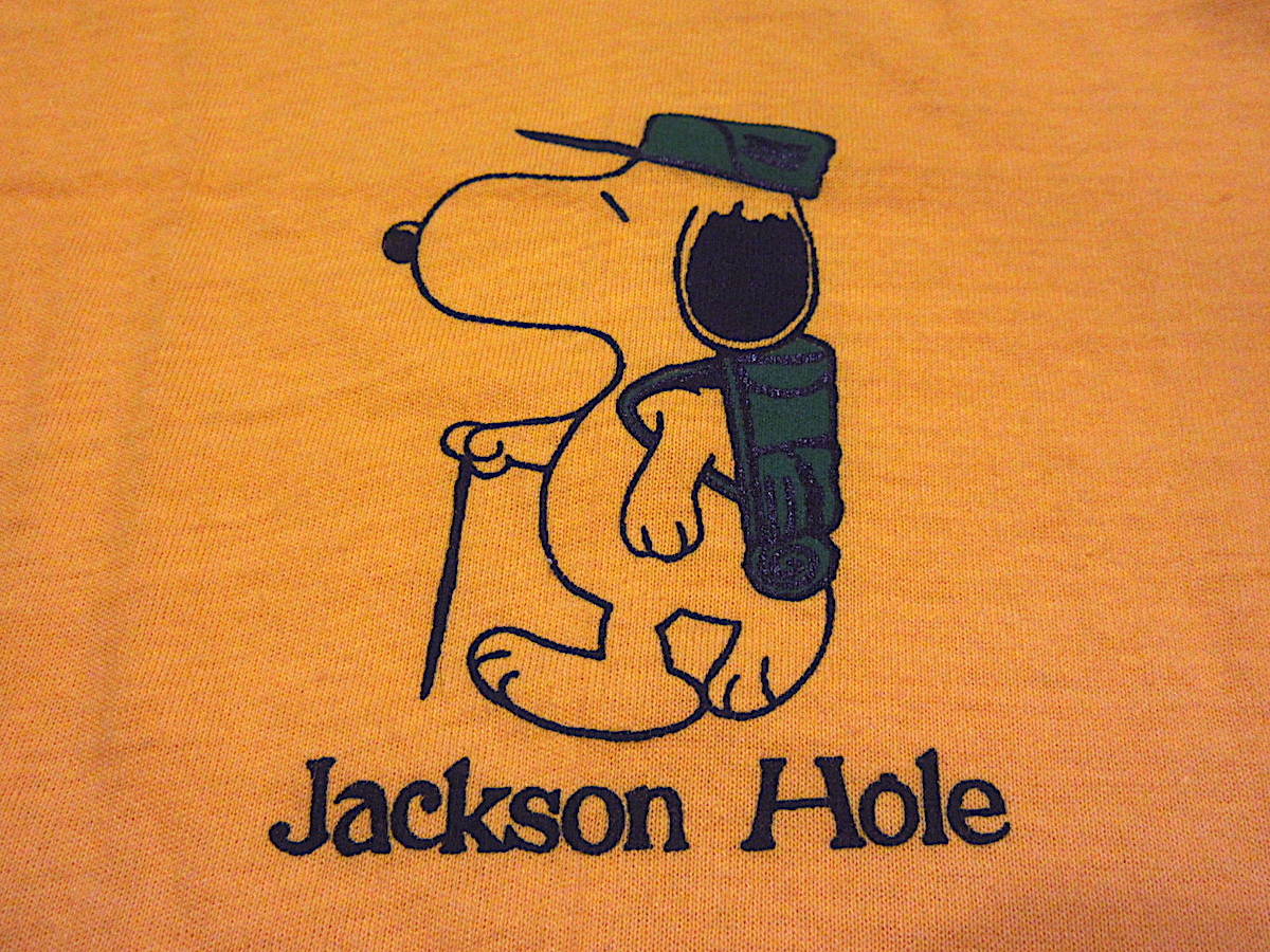ビンテージ70's●DEADSTOCKキッズSNOOPY Jackson Hole Tシャツ黄size L(14-16)●230531c5-k-tsh 1970sスヌーピーデッドストック_画像6