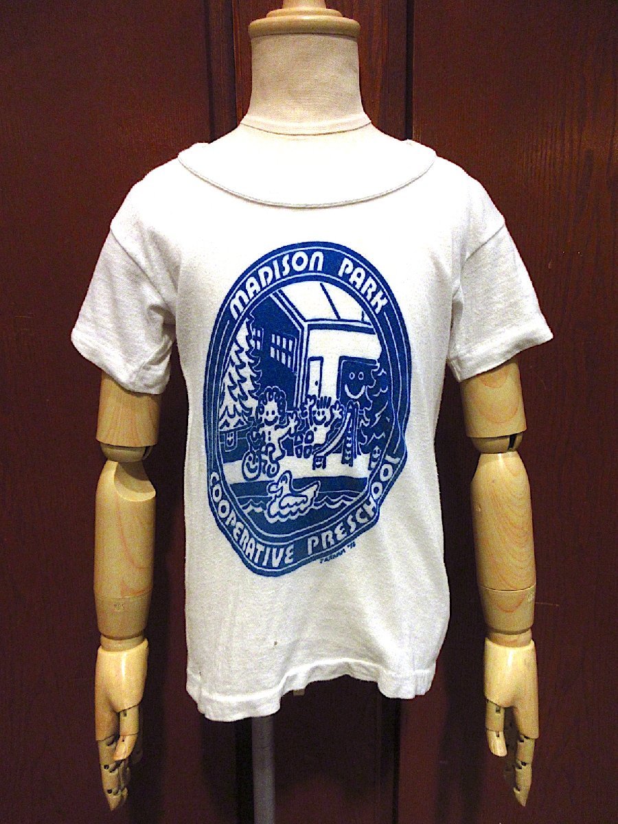 ビンテージ70's●MADISON PARK COOPERATIVE PRESCHOOLキッズ半袖Tシャツ●230508c2-k-tsh 1970s子供服古着_画像1