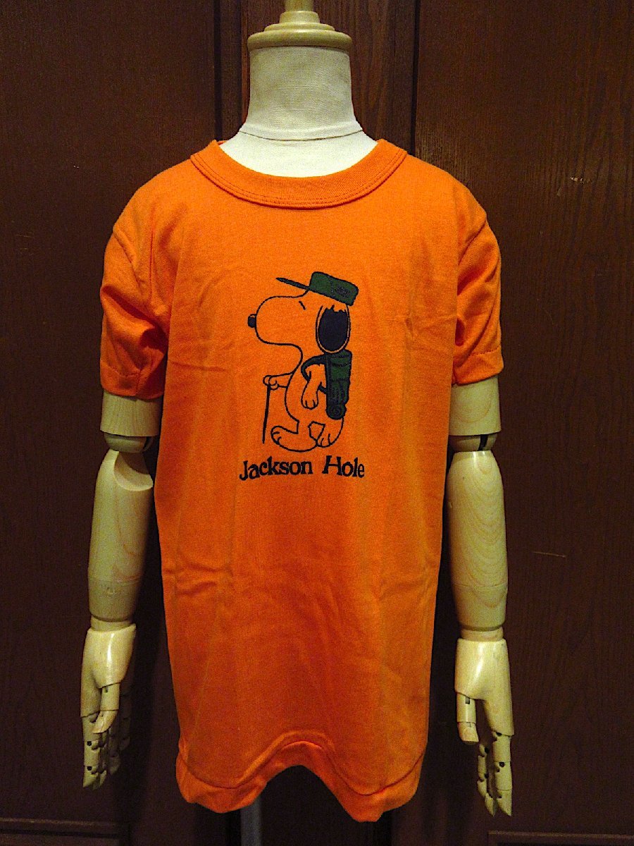 ビンテージ70's●DEADSTOCKキッズSNOOPY Jackson Hole Tシャツオレンジsize M(10-12)●230529c1-k-tsh 1970sスヌーピーデッドストック_画像1