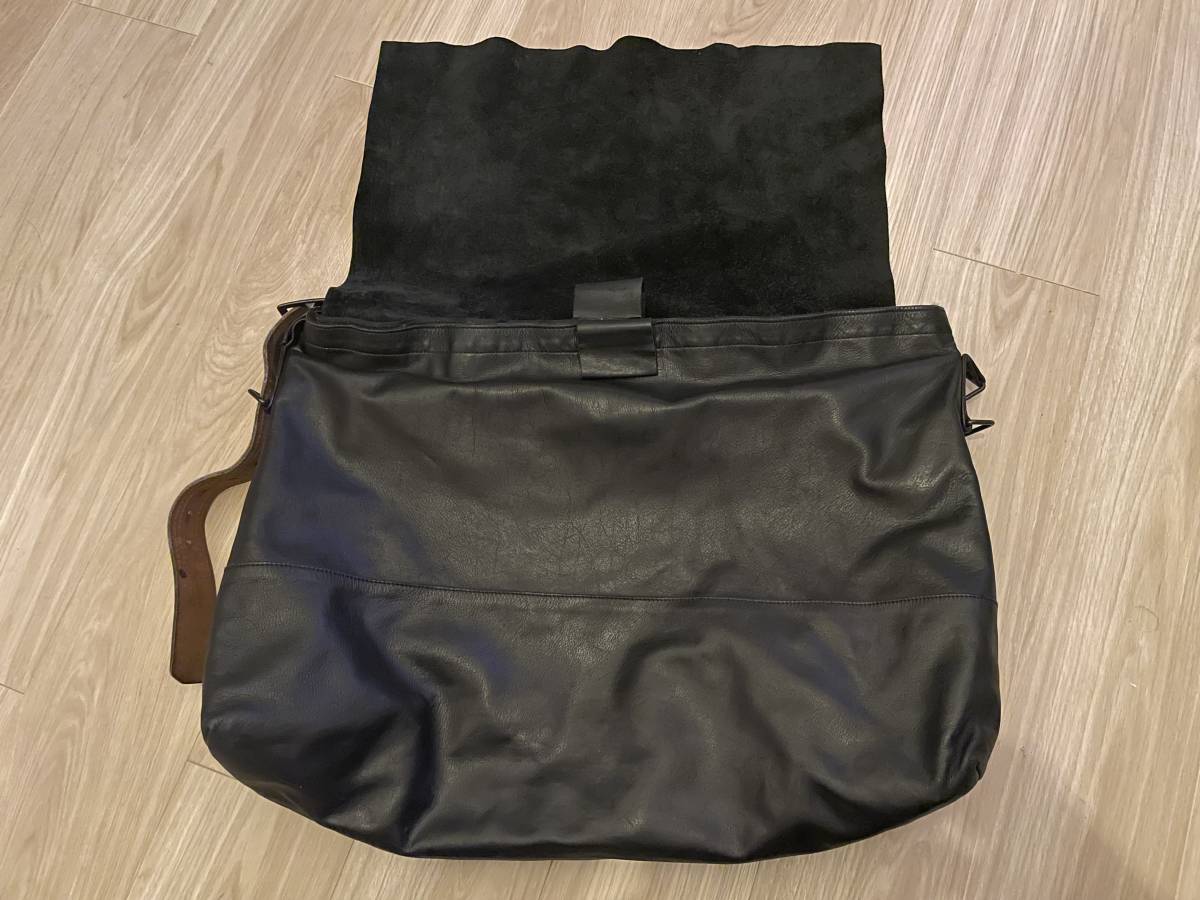 SUNSEA サンシー ビッグ オールレザー メッセンジャー バッグ ブラック