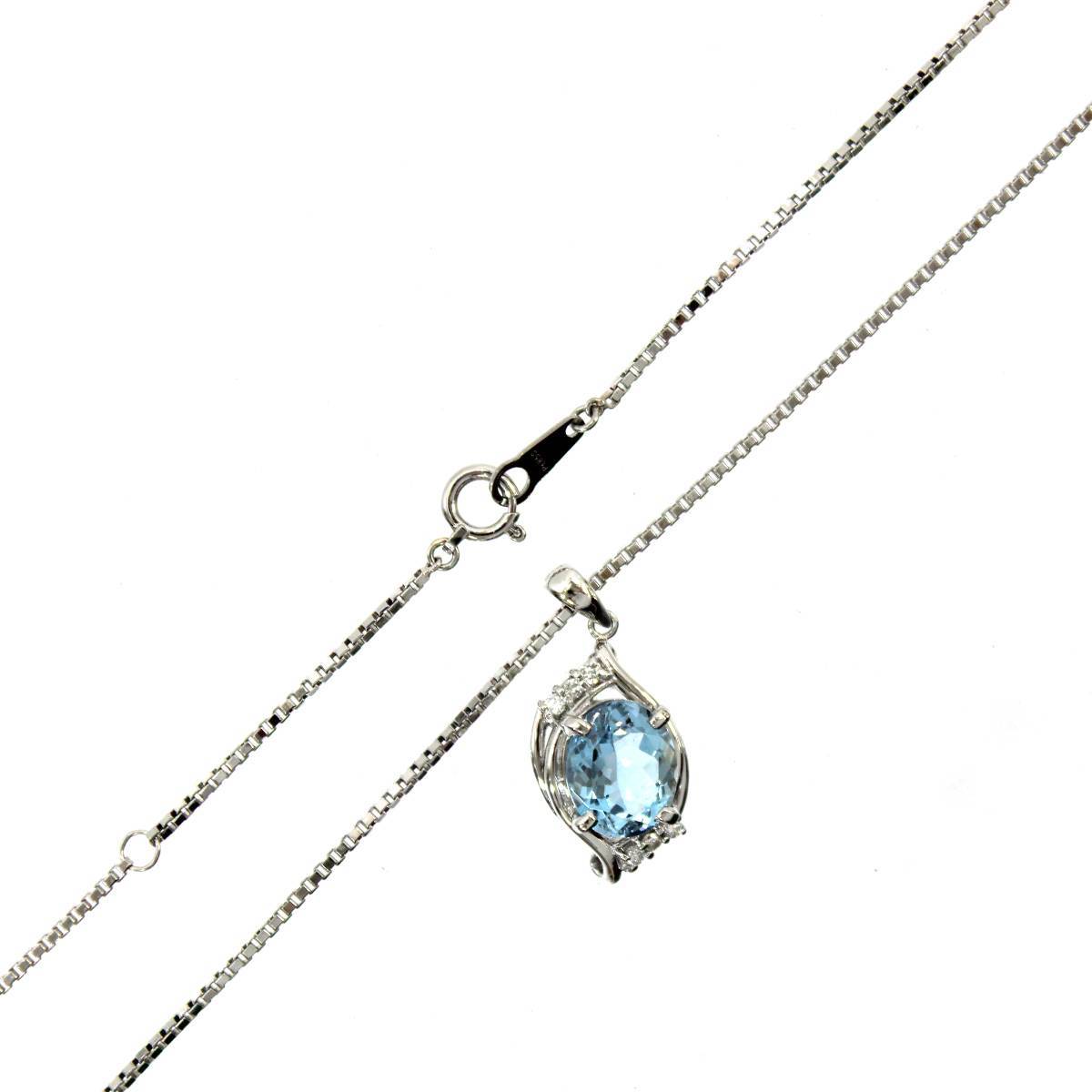 55%以上節約 Pt850/Pt900 プラチナ Aランク 磨き仕上げ品 HO 9.7g 重量 D0.10ct 2.40ct ネックレス ペンダント アクアマリン/ダイヤモンド アクアマリン