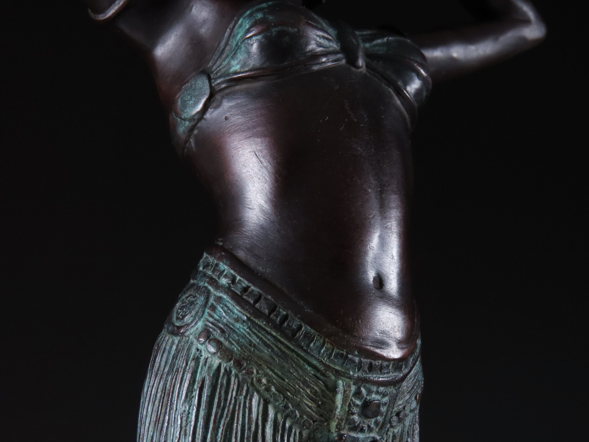 【晃】アール・デコ彫刻の巨匠 Demetre Chiparus デメートル シパリュス 作 ブロンズ彫刻 女性像 オブジェ 高49cm 西洋アンティーク_画像8