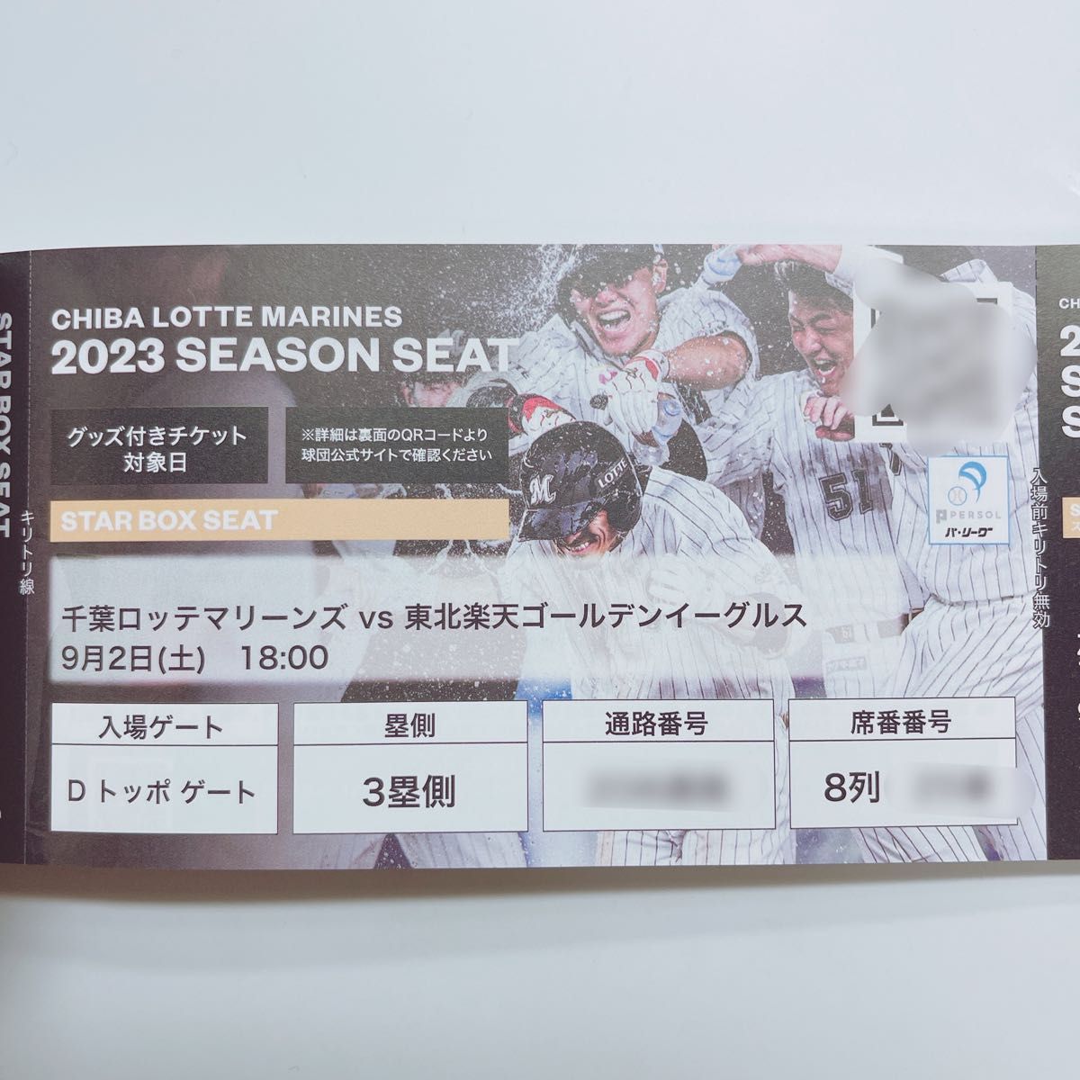 9/3(土)17時〜 千葉ロッテマリーンズvsオリックスバファローズ バック