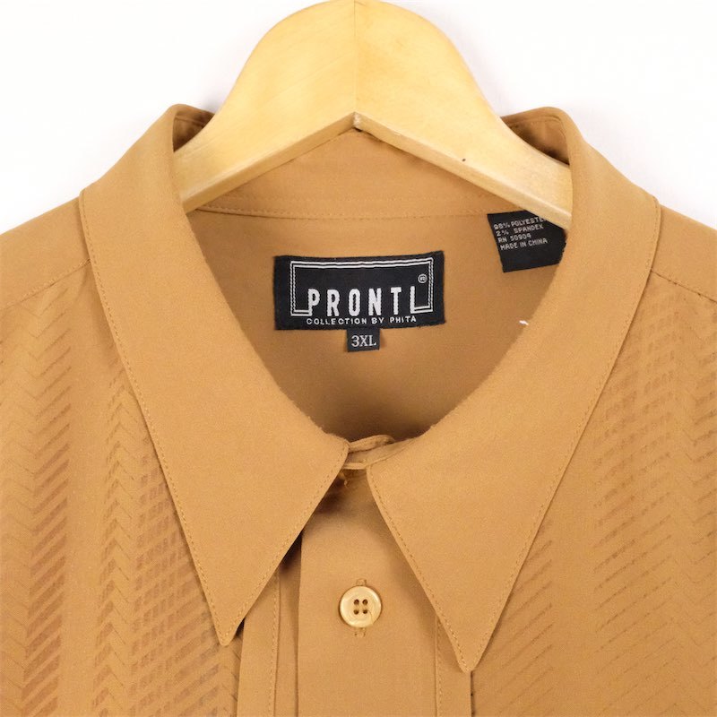 古着 大きいサイズ PRONTI COLLECTION BY PHITA 半袖ボックスシャツ メンズUS-3XLサイズ プリント柄 ブラウン系 tn-1741n_画像4