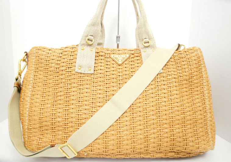 レア◇PRADA プラダ BN2042 CANAPA STUOIA SHOPPING 大容量 クロス