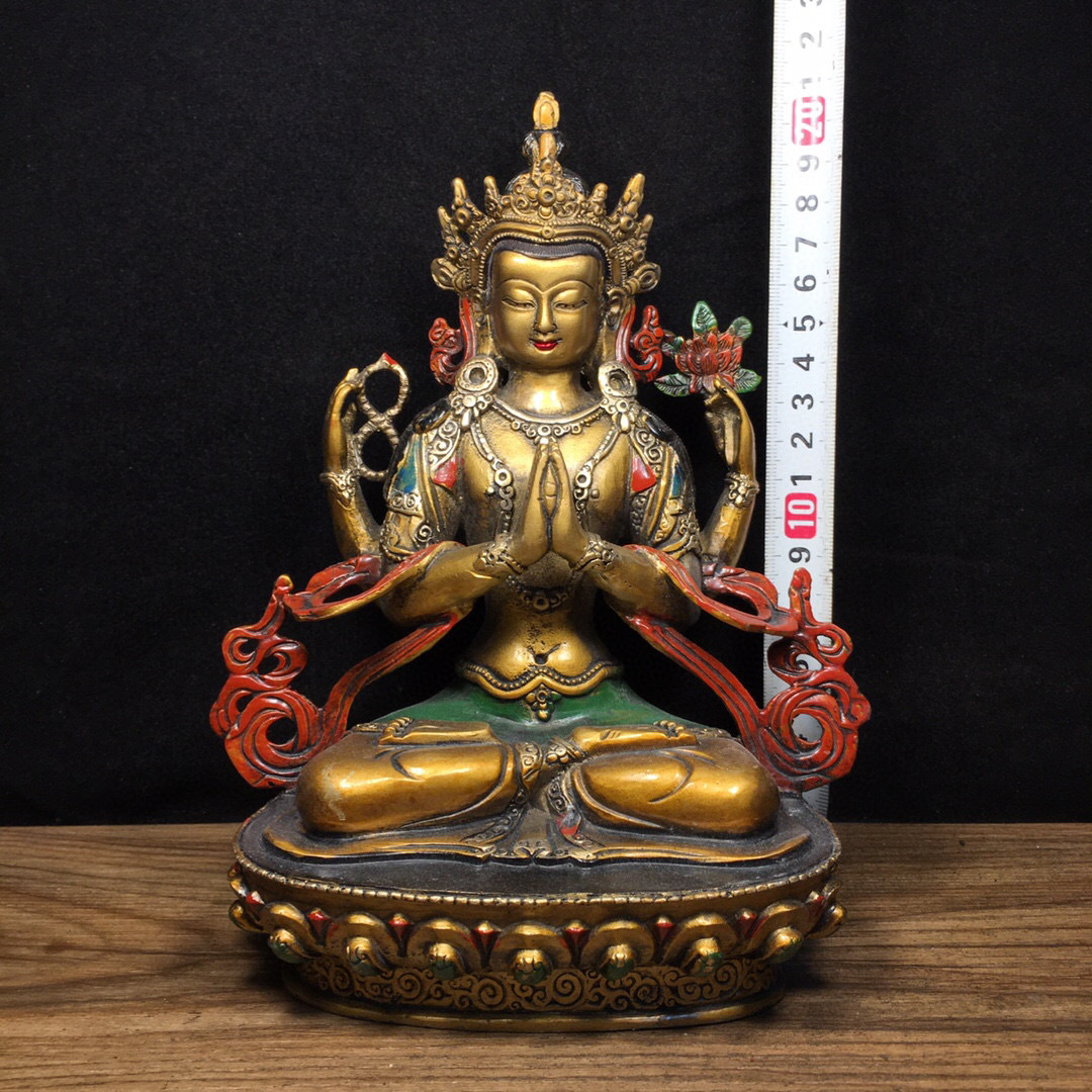 購入しヤフオク!   清・仏教古美術・古銅彫・銅胎・撒金・仏像