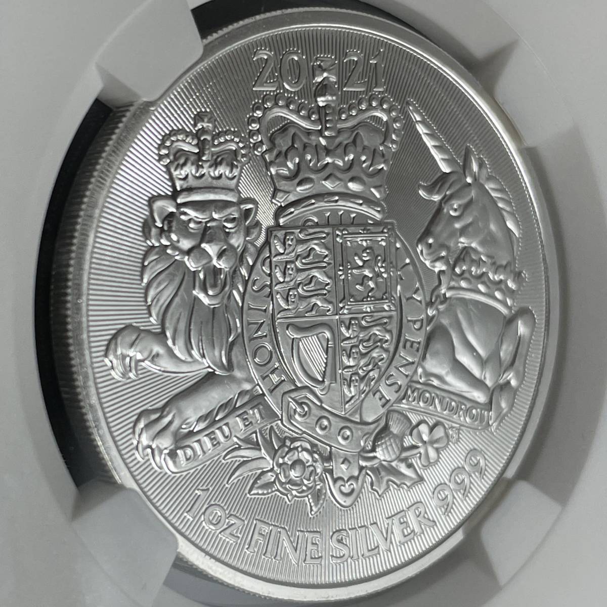 【MS69 ロイヤルアームズ】 2021 イギリス 2ポンド 1オンス 銀貨 ファーストリリース NGC ライオン ユニコーン アンティークコイン モダン_画像5