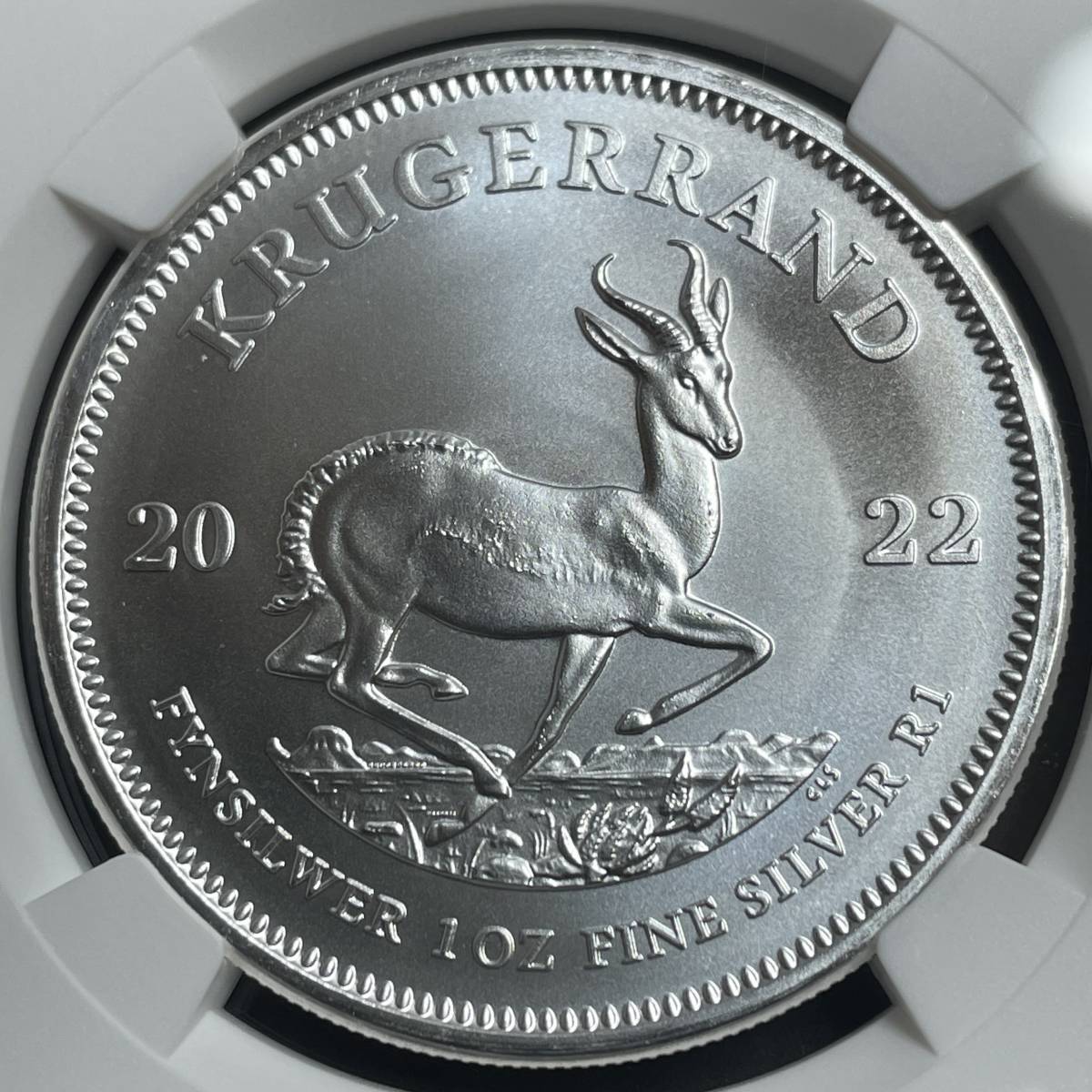 【1円出品】2022 南アフリカ 1オンス 銀貨 クルーガーランド NGC BU 地金型 アンティークコイン モダン_画像1
