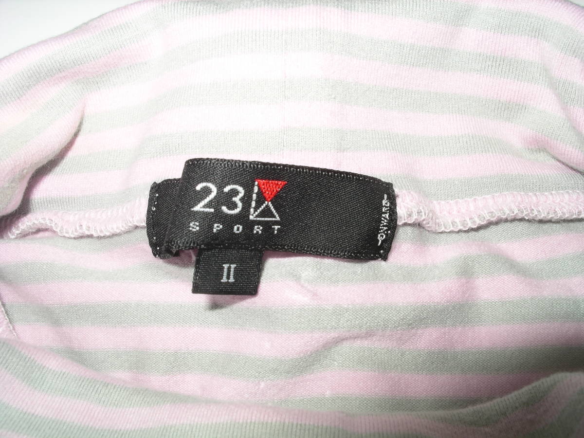 23 район спорт SPORT * женский ta-toru шея окантовка рубашка Golf розовый / серый Ⅰ сделано в Японии акционерное общество Onward . гора 