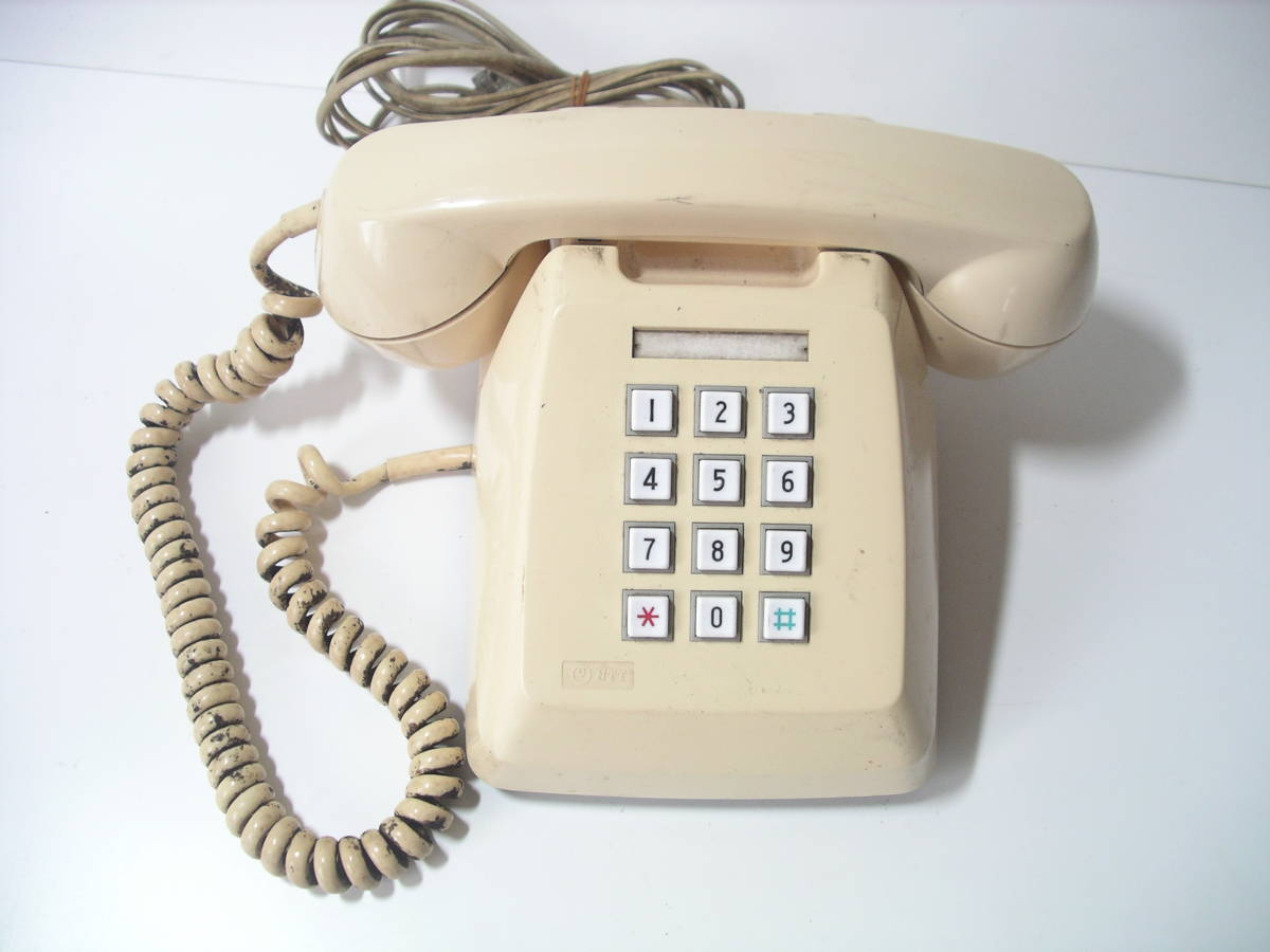  retro era Showa era antique push type telephone machine * display ornament interior NTT Japan electro- confidence telephone . company beige 601-P