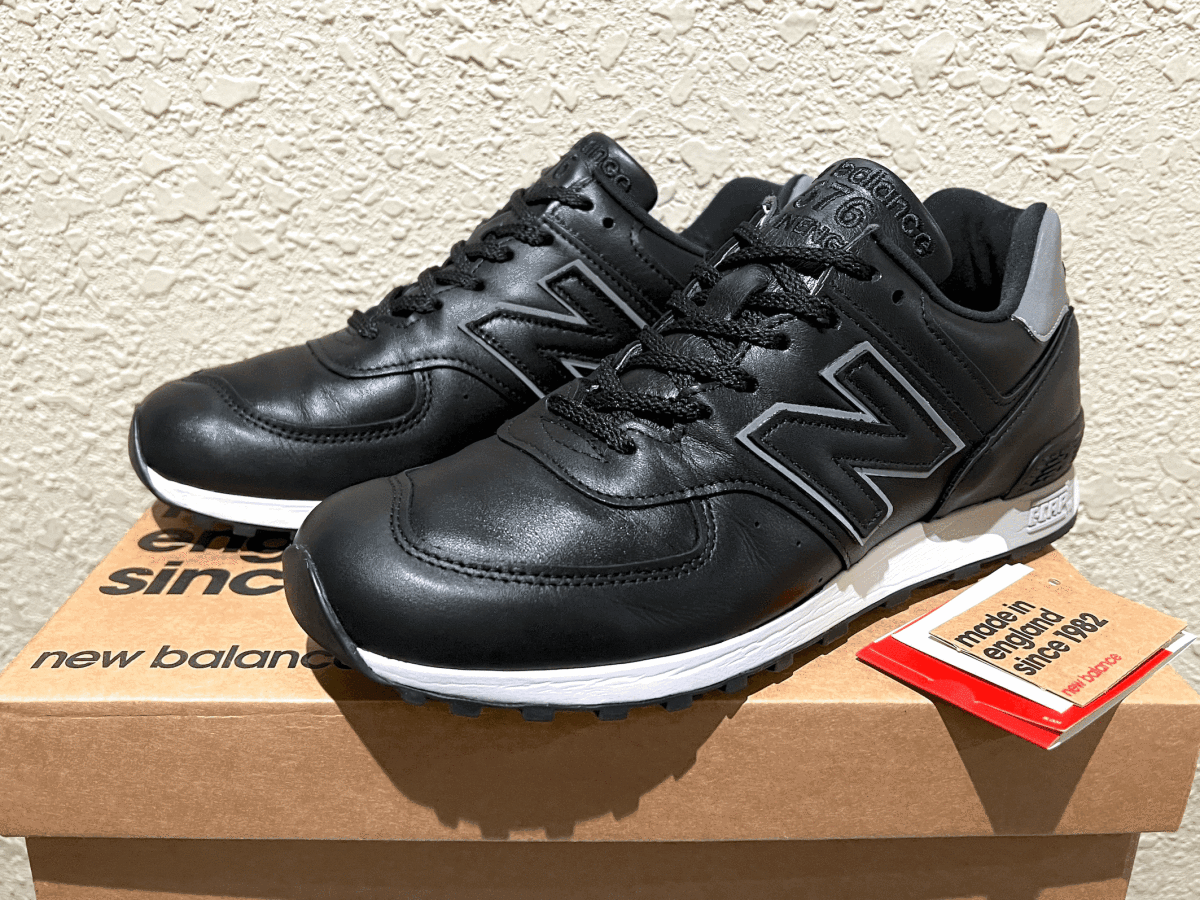 廃番 オールレザー New Balance M576KKL UK製 US8 BLACK×GRAY イギリス