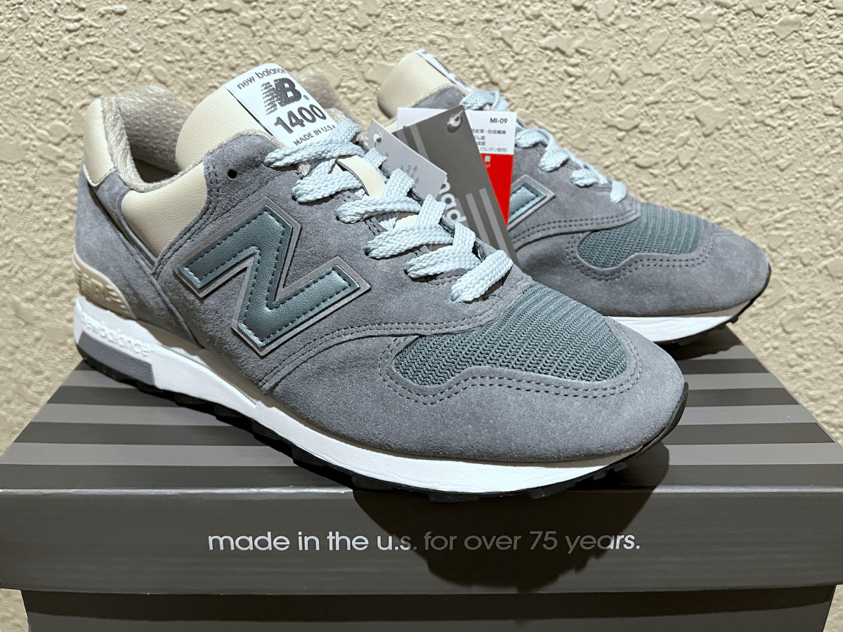 国内正規品 New Balance M1400SB STEEL BLUE USA製 US8.5 26.5cm 新品 NB グレー スウェード アメリカ米国製 Made In The USA スニーカー_画像1