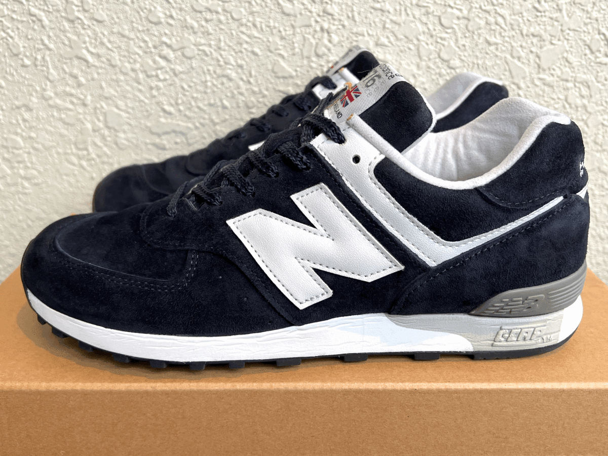  waste number model New Balance M576DNW UK made US7 25cm used beautiful goods dark navy × white limitation England Britain made suede navy blue white NB sneakers 