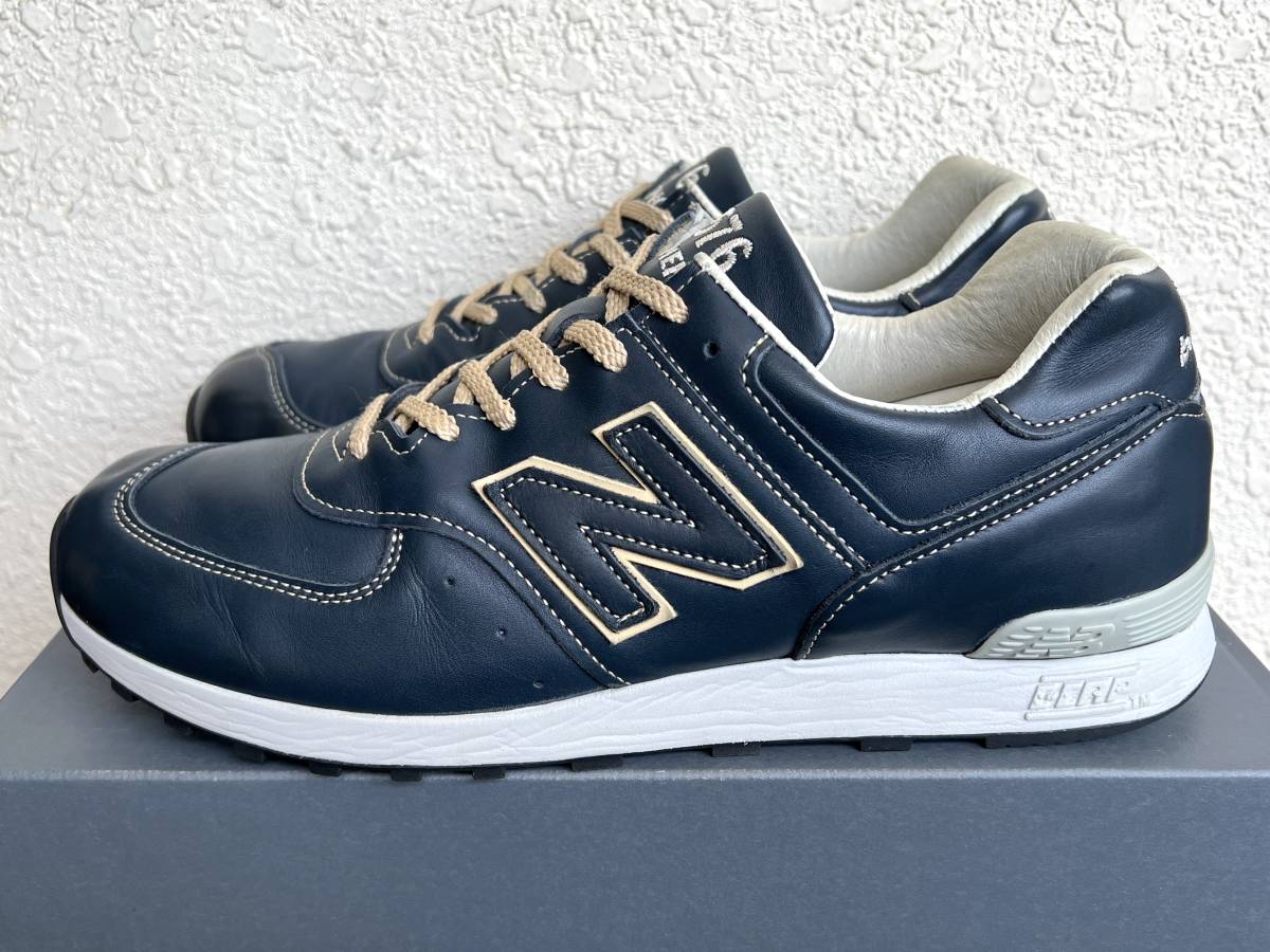 廃番 オールレザー New Balance LM576SHI UK製 US10 限定 M576 NB 本皮 天然皮革 ネイビー 紺 イギリス製 Made In England スニーカー _画像1