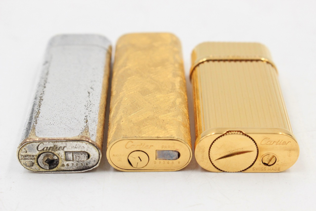 行董】 Cartier カルティエ ガスライター 3本 ゴールド シルバー 喫煙