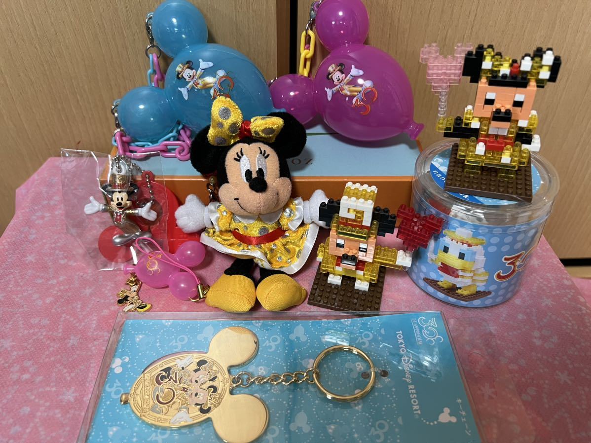 TDL 30th ハピネスバルーン まとめて ナノブロック キーホルダー ストラップ スナックケース ミッキー ミニー ドナルド ディズニー_画像1