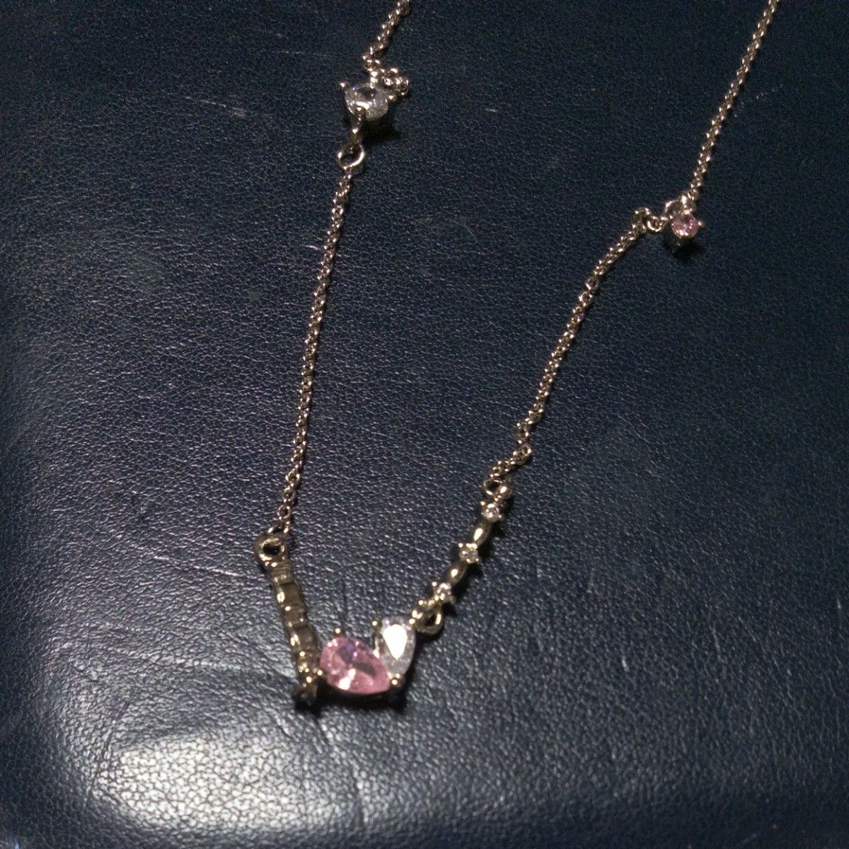 パパラチアサファイア＆ダイヤモンドのハートコンビネーションネックレス。(ホワイト)Diamondアクセサリー、プラチナS925刻印